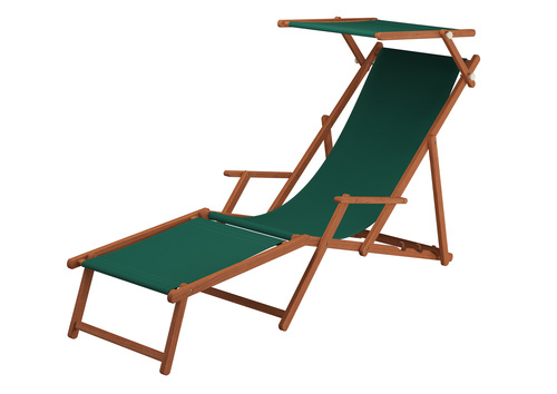 Sonnenliege gr�n Liegestuhl Fu�teil Sonnendach Tisch Kissen Gartenliege Deckchair 10-304FSTKD