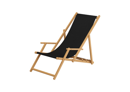 Liegestuhl Gartenliege schwarz Sonnenliege Strandliege Holz Deckchair Gartenm�bel Buche 10-305N