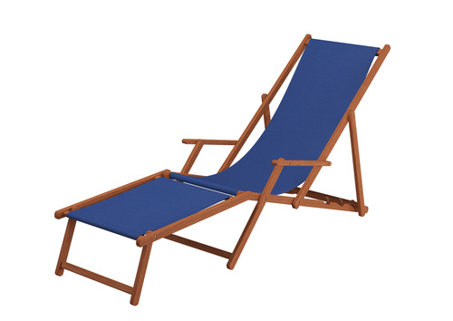 Liegestuhl blau Sonnenliege Fu�teil Gartenliege Holz Deckchair Strandstuhl Gartenm�bel 10-307F
