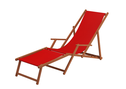 Sonnenliege Liegestuhl rot Fu�teil Gartenliege Holz Deckchair Strandstuhl Gartenm�bel 10-308 F
