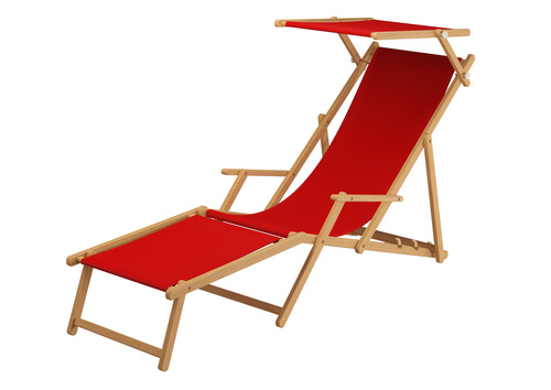 Relaxliege rot Gartenliege Strandliege Fu�teil Kissen Sonnendach Tisch hell 10-308 N FST KD
