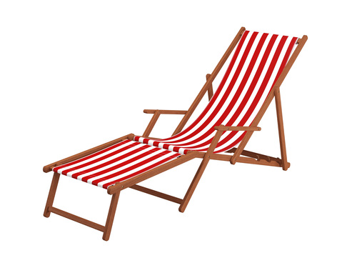 Liegestuhl rot-wei� Gartenliege Sonnenliege Deckchair Buche Fu�teil Kissen klappbar 10-314FKD 