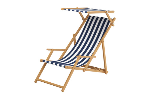 Liegestuhl blau-wei� Gartenliege Strandliege Sonnendach Tisch Kissen Buche hell 10-317NSTKD