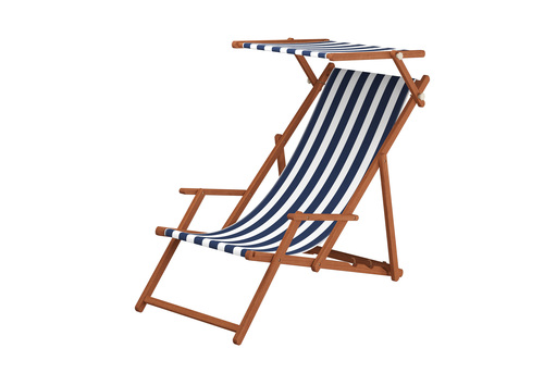 Liegestuhl blau-wei� Gartenstuhl Tisch Sonnendach Deckchair Buche Strandstuhl klappbar 10-317ST