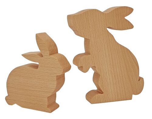Tischdeko Hasenfamilie Holzhasen Buche massiv Hasen Set Osterdeko 40.11-012