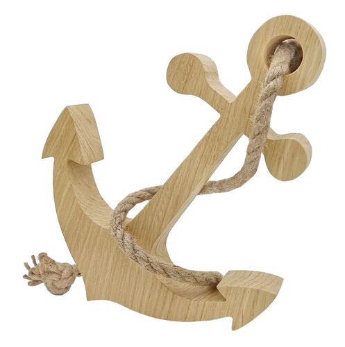 Anker Marine Dekoration Hochzeit Geschenk Holz-Anker Eiche lackiert mit Juteseil 40.12-08 