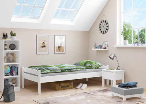 Stabiles Holzbett preiswertes Bettgestell 90x200 Kiefer wei� ohne Zubeh�r 60.00W-09oR