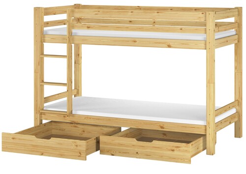 Kinderetagenbett massiv Kiefer Stockbett Kinderzimmer + Matratze Bettkasten 90x200 Bett 60.09-09 M S2