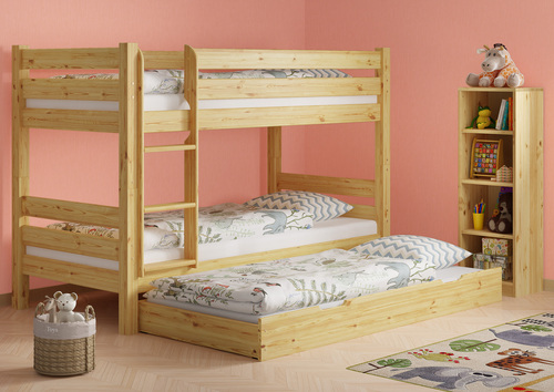 Teilbares Etagenbett Massivholz Kiefer 90x200 Zusatzbett Stockbett Hohes Bett 60.11-09Ni100S7 und guter Beschreibung f�r leichten Aufbau. 
