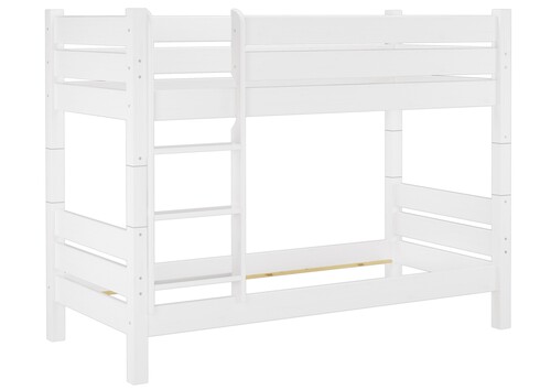 Kiefer-Stockbett massiv wei� 90x200 Etagenbett teilbar Hochbett ohne Rollrost 60.16-09WT80oR