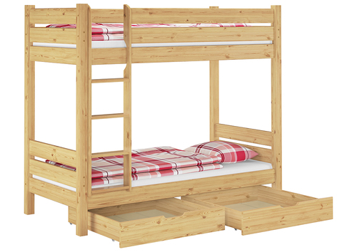 Etagenbett extra stabil Kiefer 100x200 cm, mit 2 Rollroste, 2 Matratzen und 2 Bettk�sten 60.16-10MS2 
