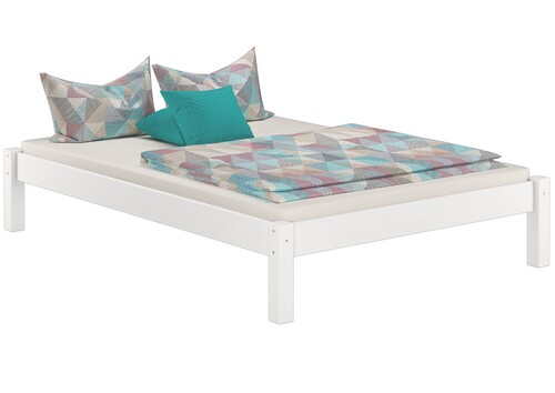 Wei�es Bettgestell Kiefer Doppelbett 140x200 Massivholzbett ohne Zubeh�r 60.35-14 W oR