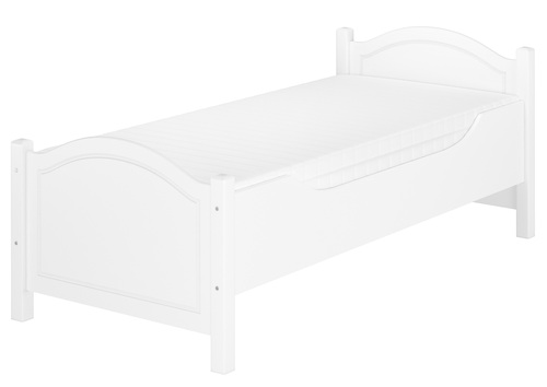 Wei�es Massivholzbett 90x200 extra hoch mit Rollrost Matratze 60.40-09 W M