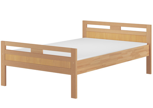 Massivholzbett Seniorenbett Buche natur 120x200 Einzelbett Hohes Bett mit Matratze 60.74-12 M