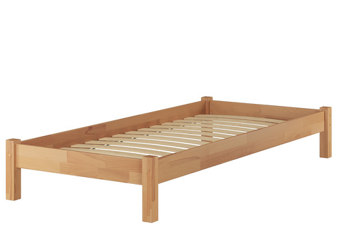 Holzbett Einzelbett 100x200 Buchebett natur massiv Bettrahmen Rollrost 60.84-10FL