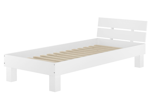 Einzelbett Buche massiv 90x200 Bett mit Rollrost Holzbett waschwei� 60.86-09 W