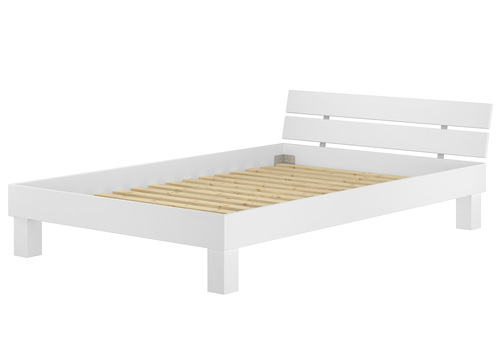 Doppelbett �berl�nge 140x220 Massivholzbett wei� Futonbett Rollrost Matratze 60.86-14-220 W M
