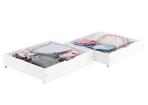 Wei�er zweiteiliger Bettkasten aus Buche als Staukasten f�r unsere Betten - Buche wei� 90.10-BS37W