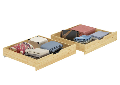 Bettkasten-Set f�r Betten 80x190cm Staukasten- 2-teilig - Kiefer massiv 90.10-S12