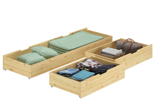 Bettkasten Staukasten f�r Doppelbetten - 3-teilig - Kiefer Natur - 90.10-S3