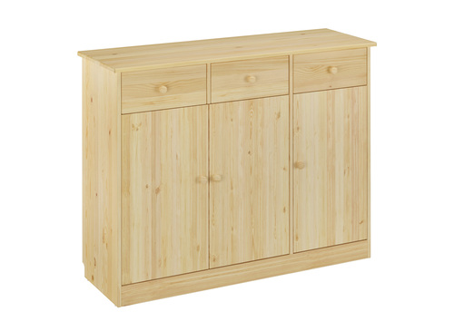90.50-25 Highboard Kommode Anrichte Kiefer Sideboard natur 3 Schubladen, 3 T�ren