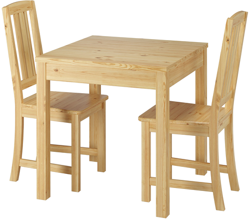 Stilvolle kleine Essgruppe mit Tisch und 2 St�hle Kiefer natur Massivholz 90.70-50 A -Set 22