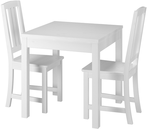 Klassische kleine Essgruppe Tisch 2 St�hle Kiefer Massivholz waschwei� 90.70-50 A W Set 22