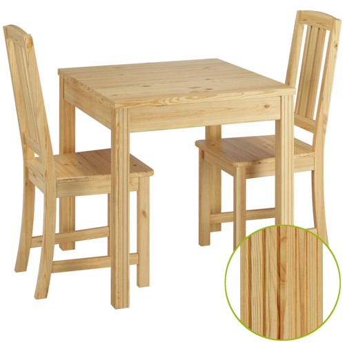 Klassische Essgruppe mit Tisch und 2 St�hle Kiefer natur Massivholz 90.70-50 C -Set 22
