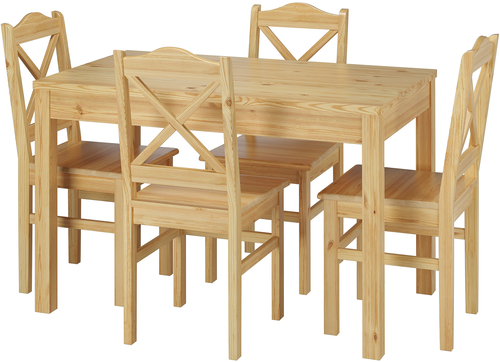 Esszimmergarnituren mit Tisch und 4 St�hle Kiefer Massivholz natur 90.70-51 A-Set 20