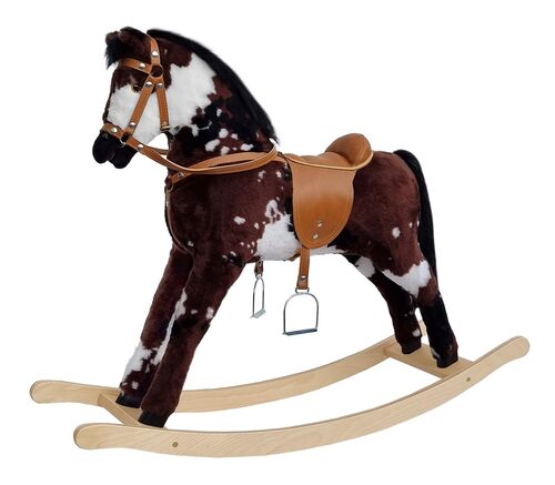 Gro�es Pl�schpferd Schaukelpferd Holzpferd gescheckt 96-111 