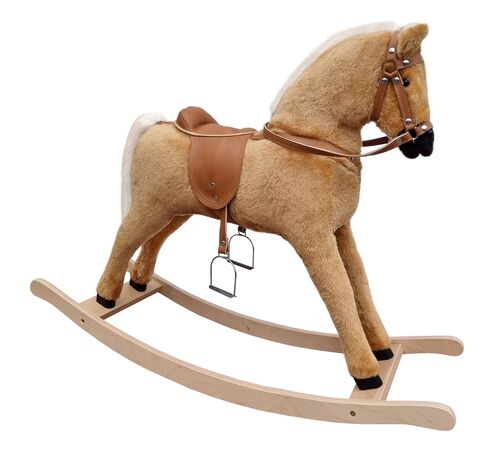 Gro�es Pl�schpferd Haflinger Schaukelpferd Holzpferd hellbraun 96-115