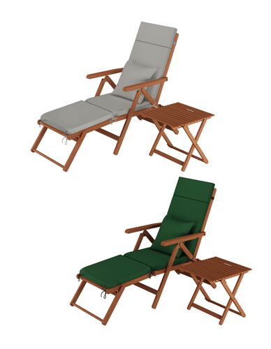 Deckchair, Balkonstuhl, klassische und robuste Balkonliege mit Tisch w�hlbarem Zubeh�r V-10-200T
