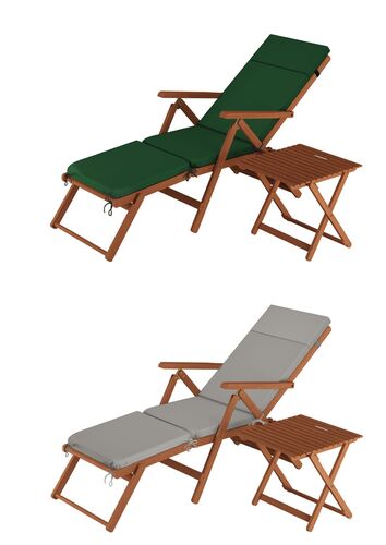 Deckchair, Balkonstuhl, klassische und robuste Balkonliege mit Tisch w�hlbarem Zubeh�r V-10-200T
