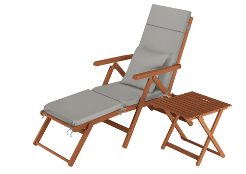 Deckchair, Balkonstuhl, klassische und robuste Balkonliege mit Tisch w�hlbarem Zubeh�r V-10-200T