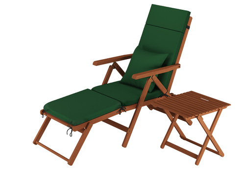 Deckchair, Balkonstuhl, klassische und robuste Balkonliege mit Tisch w�hlbarem Zubeh�r V-10-200T