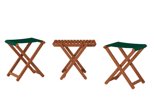 Klappbarer Gartenhocker X-Stuhl dunkel mit gr�nem Stoff V-10-216-04