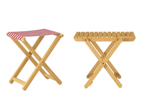 Klappstuhl Anglerstuhl Gartenstuhl Buche massiv Stoff rot-wei� Set w�hlbar V-10-216N-14