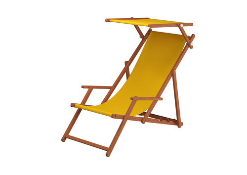 Holz-Liegestuhl mit viel Zubeh�r nach Wahl Stofffarbe gelb V-10-302