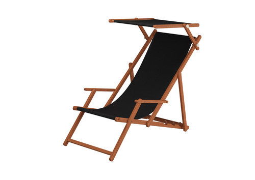 Holz-Liegestuhl mit viel Zubeh�r nach Wahl Stofffarbe schwarz V-10-305