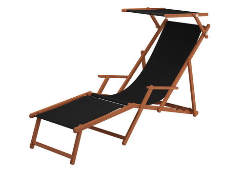 Holz-Liegestuhl mit viel Zubeh�r nach Wahl Stofffarbe schwarz V-10-305