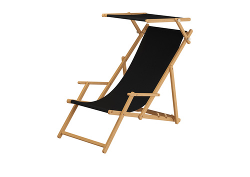 Holz-Liegestuhl, Strandliege mit Zubeh�r nach Wahl Stoff schwarz V-10-305N