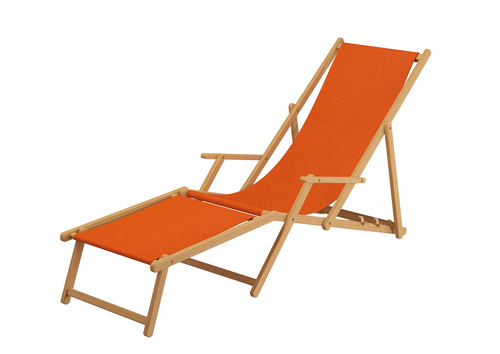Holz-Liegestuhl Strandliege mit viel Zubeh�r nach Wahl, Stofffarbe terracotta V-10-309N