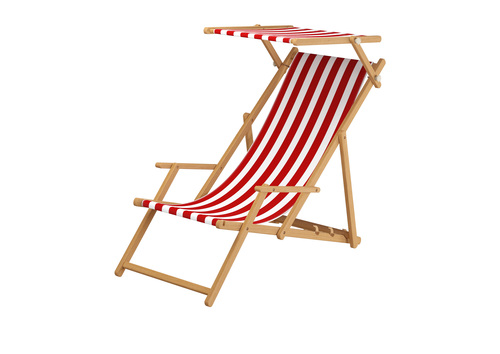 Holz-Liegestuhl Buche natur Zubeh�r nach Wahl Stofffarbe rot-wei� V-10-314N
