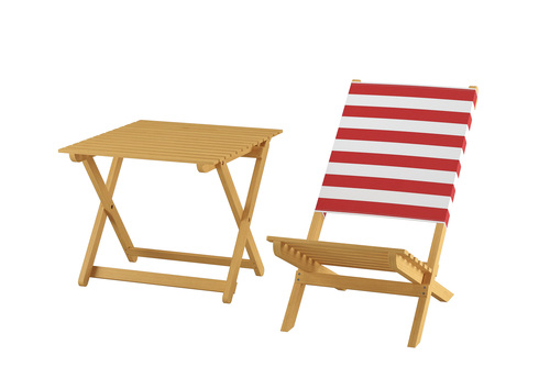 Klappstuhl Strandstuhl Anglerstuhl Gartenstuhl Stuhl zum Zusammenstecken rot-wei�em Bezug V-10-353