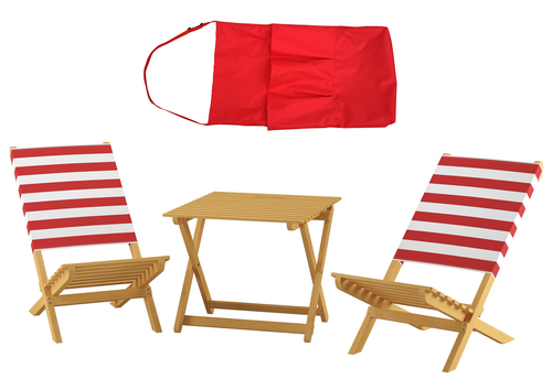 Klappstuhl Strandstuhl Anglerstuhl Gartenstuhl Stuhl zum Zusammenstecken rot-wei�em Bezug V-10-353