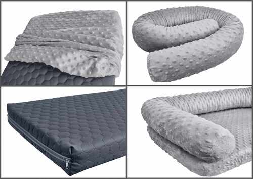 Matratze und Polster Kissen Grau f�r Hundebetten verschiedene Gr��en V-30.50-60 
