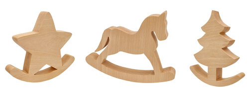 Weihnachtsdeko Tischdeko Schaukel-Pferd, Stern, Baum o. 3er-Set Buche Ge�lt V-40.11-21