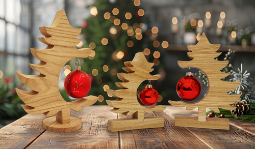 Dekobaum, Dekoweihnachtsbaum, Baum mit kleinen Haken, Eichenholz V-40.12-003