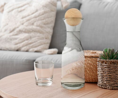 Rustikale Glas-Karaffe mit oder ohne Zirben-Kugel V-40.G-104