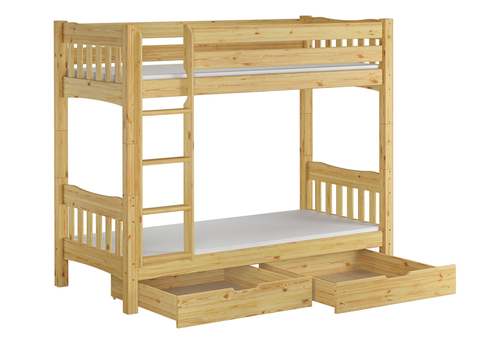 Etagenbett hohes Bett Kiefer natur Massivholz 90x200 cm Zubeh�r w�hlbar V-60.15-09Ni100 
